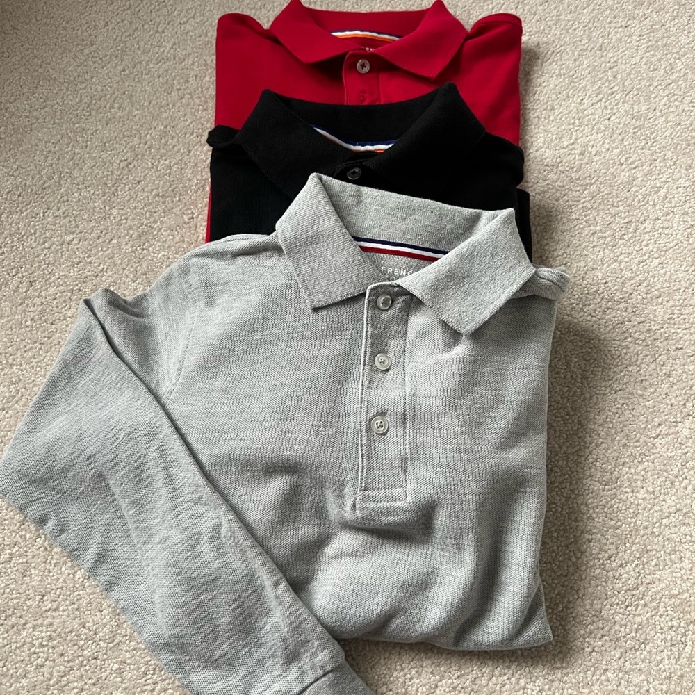 French Toast Kids Polo Set - Vibrant Red, Classic Black, Soft Gray